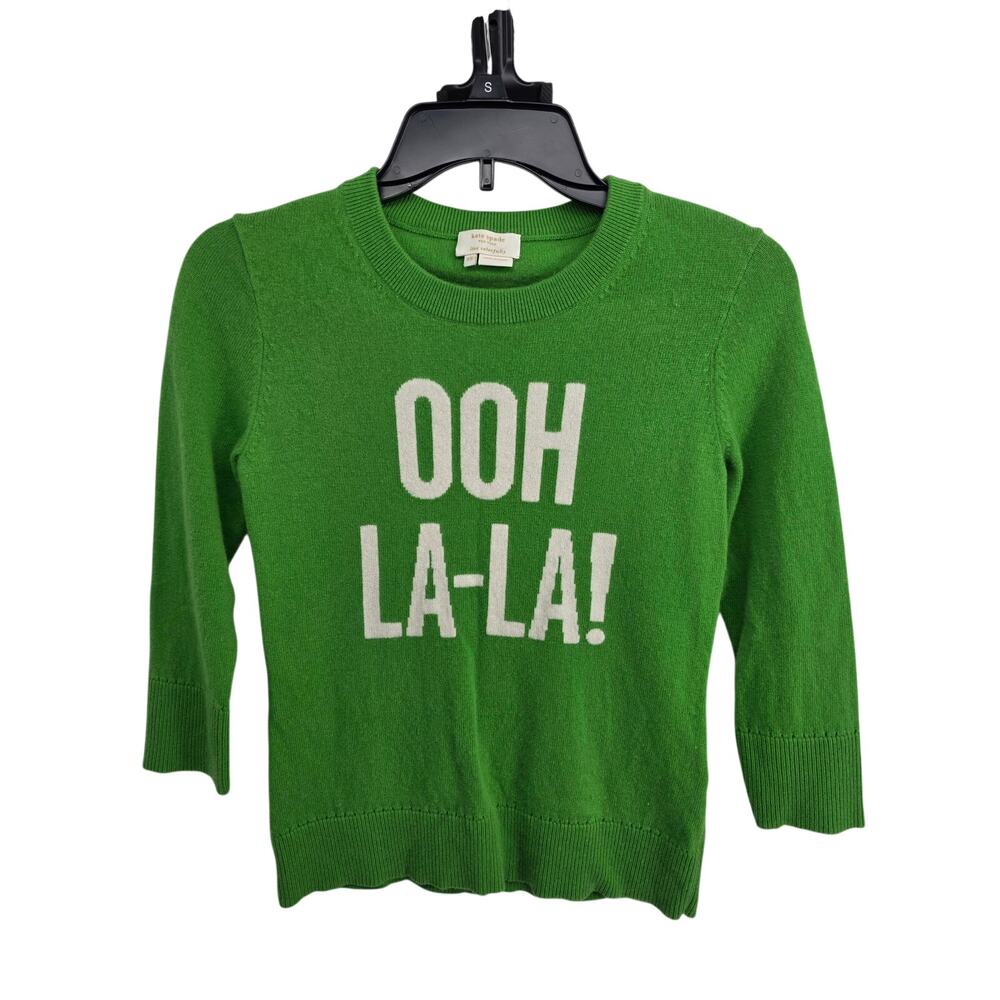 Kate Spade Cashmere Wool Blend Ooh La-La Green Sweater Size XS